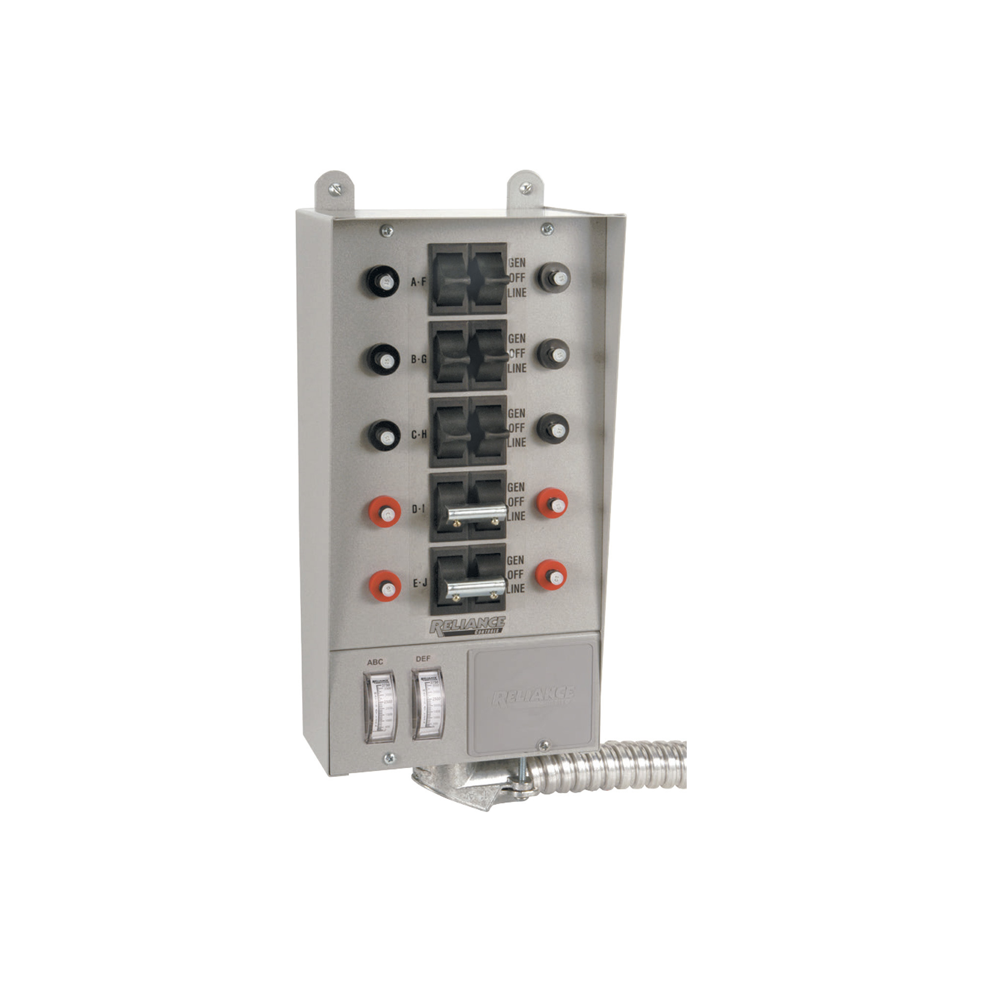 Reliance Loadside Prewired Generator Transfer Switch, 10 Circuits, 125/250 Volts, 50 Amps, 12,500 Watts, Model# 51410C